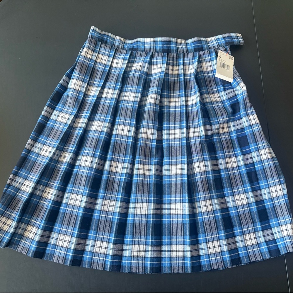 French Toast Blue and White Plaid Skirt